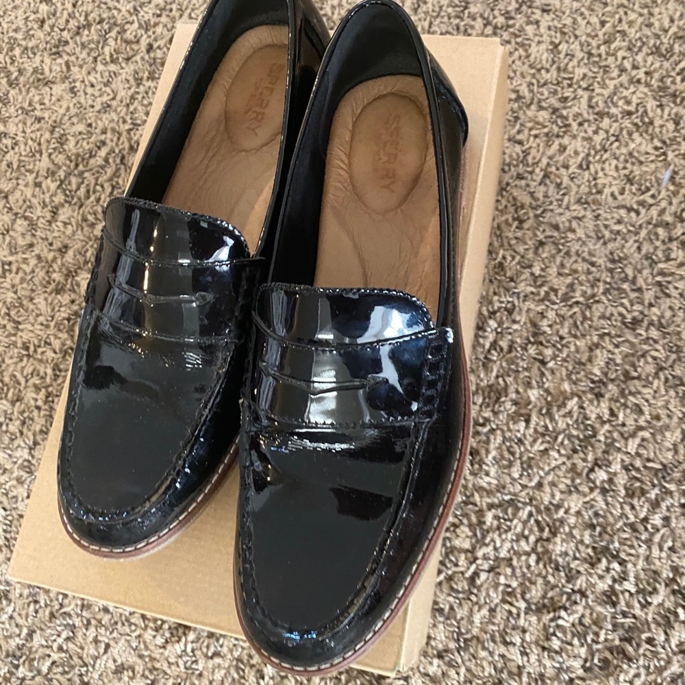 Sperry patent leather loafers